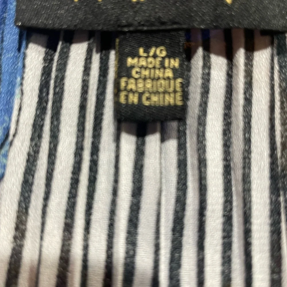 Melissa Paige Crinkle Top Womens Size Large White Blue Orange Floral Tunic - Picture 5 of 5